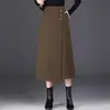 Falda Gruesa de Color Sólido Versátil Casual de Longitud Media para Mujer 2026 Nuevo Invierno Cintura Alta que Cubre la Cadera Adelgazante Línea A Longitud Media de Moda