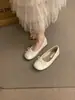 Bailarinas planas plateadas estilo coreano para mujer, nuevo estilo de hada primavera-verano 2026, con lazo, punta redonda, poco profundos, zapatos de noche
