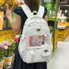 Mochila Transparente de Dos Dimensiones con Forma de Estrella Rosa y Blanca, Linda para Niñas, para Estudiantes que Asisten a Clases, Vacaciones, Viajes de Estudio y Salidas