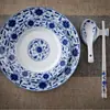 Nuevo Juego de Cuencos y Platos de Cerámica para el Hogar Estilo Chino Juego de Vajilla de Porcelana Azul y Blanca de Jingdezhen Regalo para Casa Cerámica Hecha a Mano