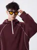 NASA SOBRE Moletom com Capuz e Zíper Meio Aberto Masculino com Costura em Cor Contrastante, Caimento Solto, Estilo Vintage, Marca Tendência Pulôver com Capuz
