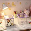 Caja de Almacenamiento con Tapa de Botón para Accesorios del Cabello, Cosméticos, Papelería Linda, Almacenamiento de Escritorio para Collares, Caja de Joyería Transparente, Portalápices, Gran Capacidad