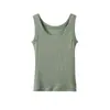 Camiseta de tirantes acanalada anti-exposición para mujer, top de tirantes elástico de ajuste ceñido sin mangas, camiseta básica versátil de verano
