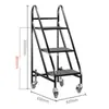 Carrito Silencioso para Libros de Biblioteca, Carrito Pequeño, Escalera para Libros, Carrito Móvil para Libros, Escalera de Tres Peldaños, Carrito para Archivos de Archivo, Carrito de Plataforma Plana