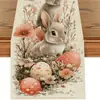 Camino de mesa popular transfronterizo de Pascua con estampados de conejos y huevos para decoración de restaurante y ambiente festivo - Bandera de mantel