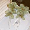 Pendientes Largos con Borla de Flor de Zirconia con un Toque de Lujo Ligero y de Alta Gama, Pendientes de Artesanía Pesada Estilo Bosque, Modernos y de Diseño Único