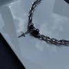 Collar de circonita negra con diseño de nicho para mujer, estilo retro de alta gama, estilo sexy, cadena de clavícula de múltiples capas.