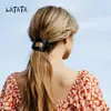 Horquilla Transparente Redonda de Tierra Plana con Estampado de Leopardo Transfronterizo con Agarre Fuerte y Diente Cómodo Diseño Curvo Pinza Venta al por Mayor