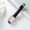 Relógio de Pulso Casual Retangular com Ponteiro de Quartzo, Mostrador Romano, Analógico Retro, Pulseira de Couro PU para Mulheres e Meninas
