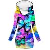 Amazon popular suéter de moda para mujer, falda suéter de otoño, estampado de mariposa digital 3D, suéter con capucha para mujer