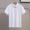 Nueva Camisa Polo de Punto Mercerizado Acanalado Original Manga Corta Marca de Moda Moda de Verano Cuello Campana Camiseta Top para Hombre