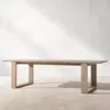 Mesas y Sillas de Exterior, Jardín de Patio de Villa, Mesa Larga de Madera Maciza, Muebles de Ocio para Terraza de Casa Modelo, Mesa de Comedor de Exterior de Diseñador