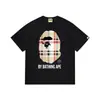 Fornecimento Atacadista Transfronteiriço de Marca Tendência de Comércio Exterior Algodão Puro Bape Cabeça de Macaco Tubarão Manga Curta Tubarão Macaco Camiseta