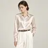 Camisa de seda feminina 2026 novo top de primavera, camisa respirável de alta qualidade, camisa de manga longa de seda de amoreira 19 momme para o trabalho