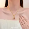 Tienda de Oro Mismo Estilo Chapado en Oro Completo Diamante Rotatorio Gradiente Colgante de Calabaza Collar, un Regalo para Novia, Cadena para Clavícula