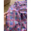 Pijama de Cuadros Estampados Estilo Coreano para Mujer 2026 Primavera y Otoño Nuevo Talla Grande Casual Manga Larga Pantalón Largo Conjunto de Ropa para el Hogar