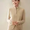 Chaleco de Punto sin Mangas con Cuello Alto de Cachemira para Mujer 2026 Otoño Nuevo Diseño con Sentido Cremallera Doble Suéter