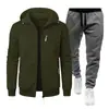 Nuevo Conjunto de Suéter con Capucha y Chaqueta de Punto Jacquard para Hombre, Deportivo, Fitness, Ocio