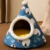 Otoño e Invierno Gato Año Nuevo Danza del Dragón Taburete Cama para Gato Semi-Cerrada Cálida Cama para Perro Viento Festivo Yurta Cama para Mascotas