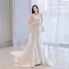Vestido de Novia Ligero Estilo Francés Modelo Nuevo 2026, Vestido de Salida de Novia de Ensueño Súper de Hada, Vestido de Satén Elegante Estilo Estudio de Cola de Pez