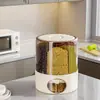 Nova Caixa de Armazenamento de Grãos de Cereal Rotativa Grande Capacidade Selada Balde de Arroz Doméstico à Prova de Insetos à Prova de Umidade Balde de Arroz