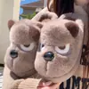 Nuevas Zapatillas de Felpa de Algodón con Forma de Cachorro de Dibujos Animados Lindos Otoño e Invierno para Parejas Cálidas Antideslizantes Zapatos de Felpa de Algodón