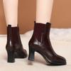 Botas Curtas de Salto Alto para Mulheres, Sapatos de Couro Camurça Plus Size, Couro Macio Saltos Grossos, Sapatos de Algodão para Mãe, Botas Versáteis de Passarela, Dropshipping