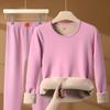 Set de Ropa Interior Térmica Roja Gruesa de Lana de Camello para Hombres y Mujeres de Invierno para el Año de Nacimiento, Extra Engrosado con Forro de Felpa, Ropa y Pantalones de Otoño