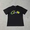 Camiseta Casual de Algodão Puro com Mangas Curtas, Colorida com Letras Estampadas, Estilo Europeu e Americano de Alta Qualidade para Casais, Homens e Mulheres, Verão