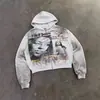 Otoño Invierno Transfronterizo Nuevo Europeo y Americano Cremallera Perforación en Caliente Estampado Retro High Street Sudadera con Capucha Cárdigan Hombres y Mujeres Venta al por Mayor