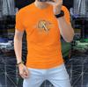 Camiseta de manga corta de algodón mercerizado transpirable para hombre, nueva camiseta de verano 2024 con letras de perforación en caliente, combinable con todo, para jóvenes.