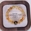 Piedra Ojo de Tigre Natural Cuentas de Cristal Torre Amarilla Cuentas Sueltas Pulsera de Cristal para Atraer Riqueza, Pulsera de Cristal de Cabello Dorado, Estilo Lujo Ligero de Cristal Amarillo