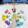 2 Pingentes de Flor de Lírio-do-Vale Lã Ins Crochê Chaveiro Finalizado Acessórios de Joia Super Fofo Flor de Orquídea Cordão Crochê