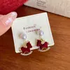 Pendientes Colgantes de Perla de Pony Red Velvet para Mujer, Aguja de Plata Zodiaco Lindos de Lujo Ligero de Gama Alta Festivos de Año Nuevo