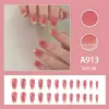 Rubor ligeramente ebrio, destello fino tejido, moda de chica francesa suave, versátil, 24 parches de arte de uñas removibles y ponibles