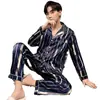 Pijama de Manga Larga para Hombre Primavera y Otoño Delgado Seda de Hielo Guapo Ropa Exterior Ropa de Casa conjunto Talla Grande Pijama Holgado para Hombre