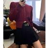 Design Retrô Francês Ajustado na Cintura, Tricô Elegante para Mulheres, Novo Estilo Outono e Inverno 2026, Jaqueta de Tricô com Estilo Suave