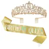 Nueva Corona de Fiesta de Cumpleaños Banda para el Hombro Cinta de Reina Set Accesorios para el Cabello de Reina para Niña Tocado En Stock