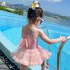 Traje de baño para niñas, estilo coreano, de una pieza, con falda de princesa y alas en la espalda para bebé, traje de baño de aguas termales para niñas