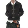 Chaqueta Retro Americana de Gamuza para Hombre Otoño Empalme Desconstruido Hebilla de Avión Corte Limpio Chaqueta Corta de Vuelo