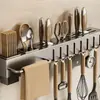 Suporte para Facas de Cozinha Sem Furos Prateleira de Armazenamento Multifuncional para Cozinha Facas Facas de Chef Hashis Prateleira de Armazenamento Espessa Montada na Parede