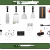 Herramientas de acero inoxidable para parrilla de barbacoa, aptas para barbacoa al aire libre, parrilla Teppanyaki, sartén, raspador, prensa de hamburguesas, cocina de camping