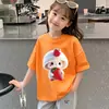 Camiseta de manga curta para meninas, top soltinho, roupa de verão estilosa para bebês, nova coleção de verão 2026, camiseta infantil estilo coreano 100% algodão