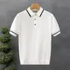 Nuevo top de camiseta de punto casual cómodo de manga corta para verano, camiseta de punto suelta de manga corta con cuello de sol a rayas simples para hombre