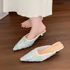Elegantes Mules de Estilo Francés con Punta Fina y Tacón Delgado para Mujer, Nuevo Modelo de Verano Adecuado para Usar con Vestidos