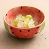 Tazón de Sandía con Cara Sonriente Pintado a Mano de Fábrica Cerámica Color Bajo Esmalte Tazón para Yogur Uso Personal Tazón para Fideos Tazón para Avena Casero Tazón para Arroz
