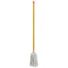 Velho mop cabeça redonda vara de madeira cabeça de ferro absorvente algodão mop escola fábrica limpeza mop molhado e seco