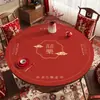 Toalha de Mesa Redonda de Ano Novo Impermeável e à Prova de Óleo, Sem Lavagem, Tapete Vermelho Festivo para Mesa de Chá de Ano Novo, Modelo Novo 2026 para Mesa de Jantar Redonda