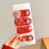 Horquilla de Peluche Roja de Año Nuevo 2025 para Niños Pinza Lateral para Flequillo de Niñas Pinza BB para el Cabello Horquilla para el Cabello