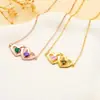 Collar de Corazón a Corazón de Amor Más Vendido Transfronterizo Piedra de Nacimiento de Diciembre Marcado y Grabado Láser Joyería Conmemorativa del Día de la Madre